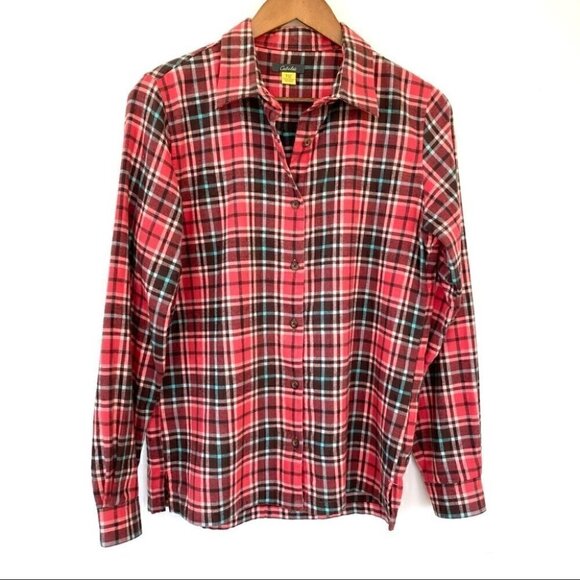 Cabela’s 💯 cotton flannel button down shirt in plaid, camping shirt - Picture 1 of 12